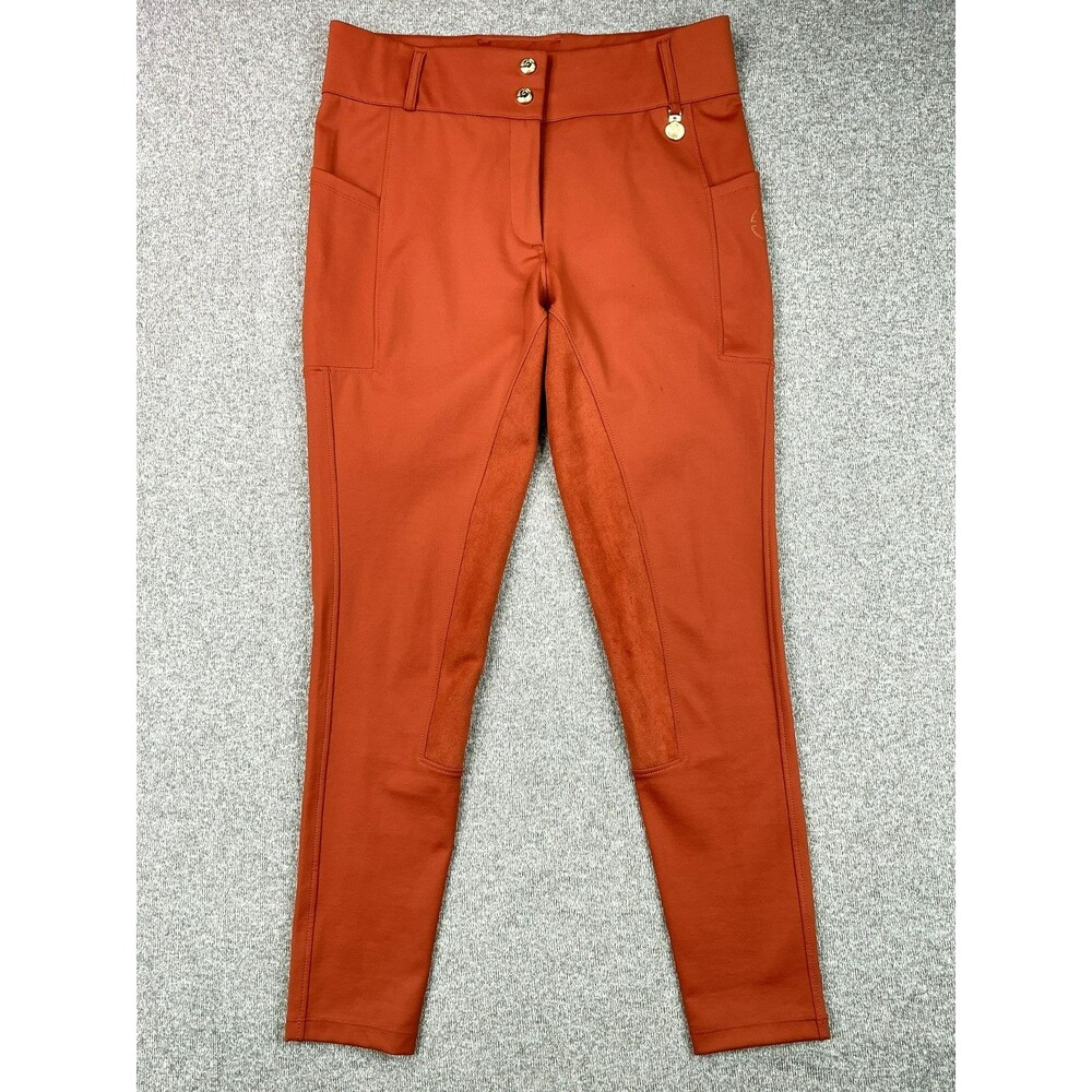 Sync Equestrian Women's Size L Rust Orange Full Seat Euro Suede Riding Breeches